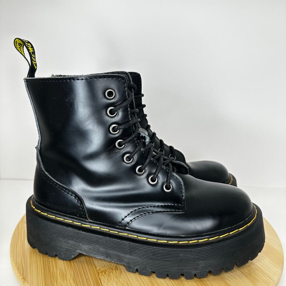 Dr. Martens Black Jadon Platform Combat Boots Smooth Leather Punk Grunge Unisex